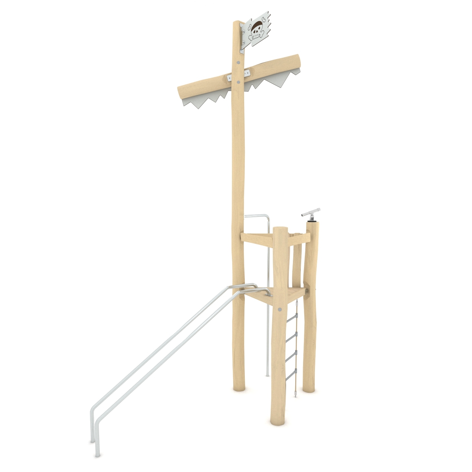 Robinienanlage Piratenschiff Mast 